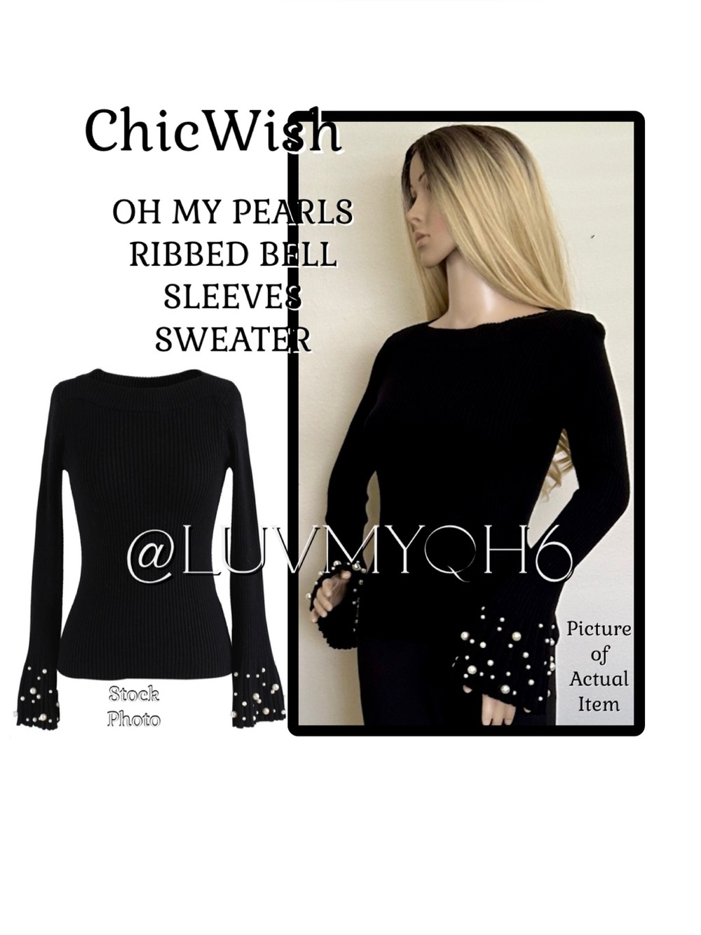 ChicWish Oh My Pearls Bell Sleeve Sweater